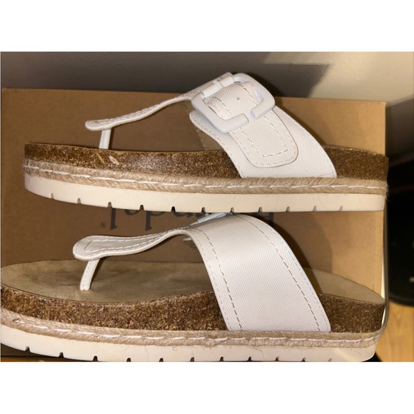 NEW Bjorndal White Penelope Thong Sandals, Cork insole, White & Jute Bottoms Sz7 - Picture 3 of 11